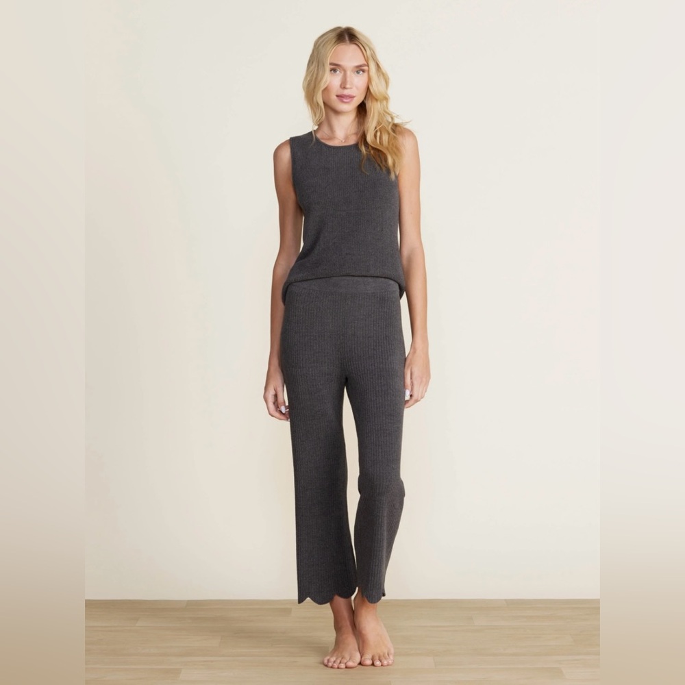 Barefoot Dreams Grey Scallop Cropped Pant - Size XS - NWT
